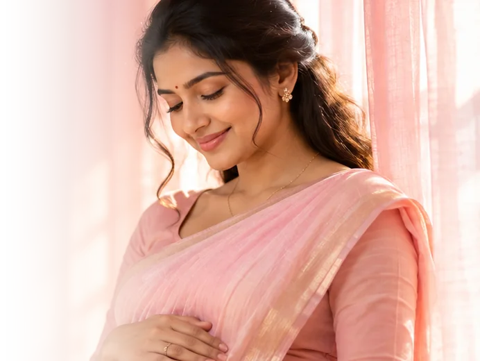 A mother-to-be smiling