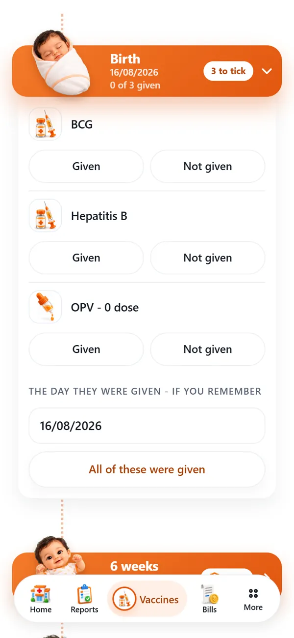 Adding vaccines given outside